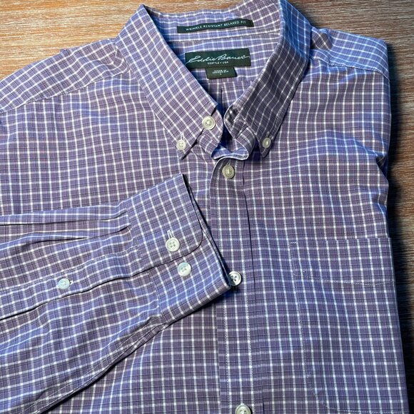 Eddie Bauer Long Sleeve‎ Button Down Wrinkle Resistant Relaxed Fit Size L - Picture 1 of 6
